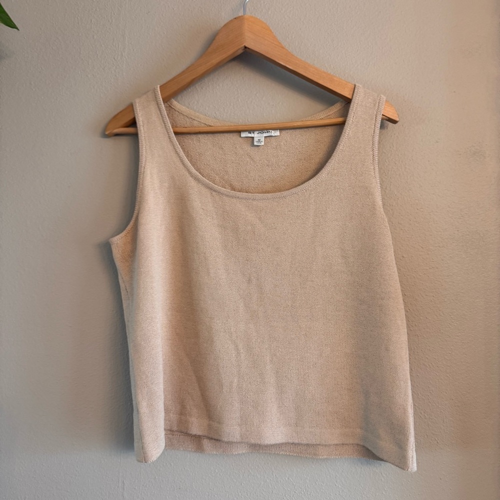St. John Cream Knit Tank Top